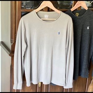 Taupe Long Sleeve Crew Neck Polo Shirt